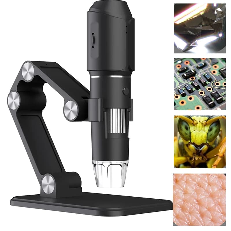 50X-1600X Wifi Digital Microscope HD Electronic Microscopes With Adjustable Stand 8 LED Compatible with Android/iOS For Repair