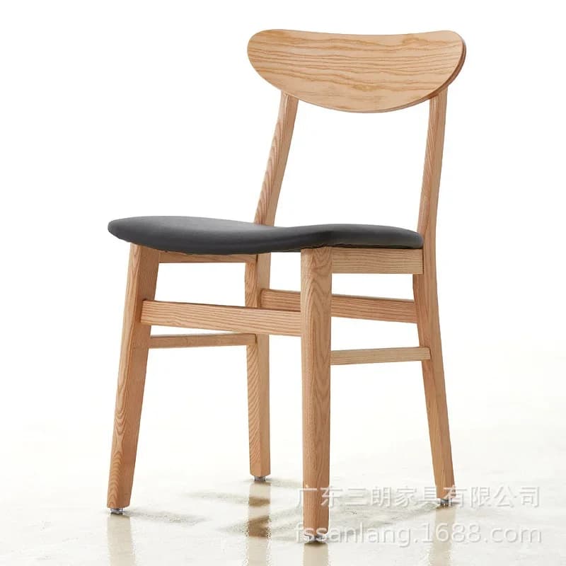 Solid wood dining chair home living room, backrest chair modern and simple