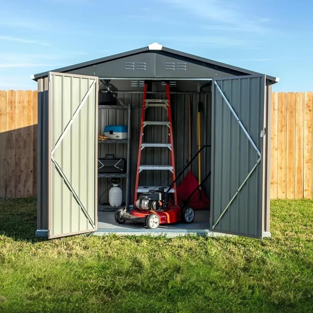 Hot SalesShed With Swinging Double Lockable Doors For Backyard Or Patio Storage Of Bikes, Grills, Supplies