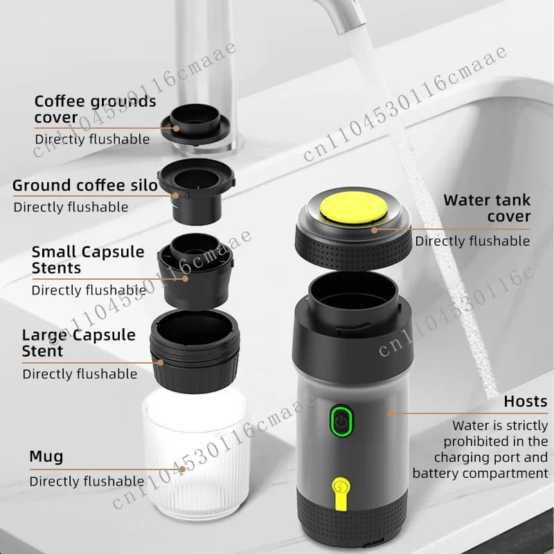 Offers a custom logo for a compact 3-in-1 capsule espresso machine