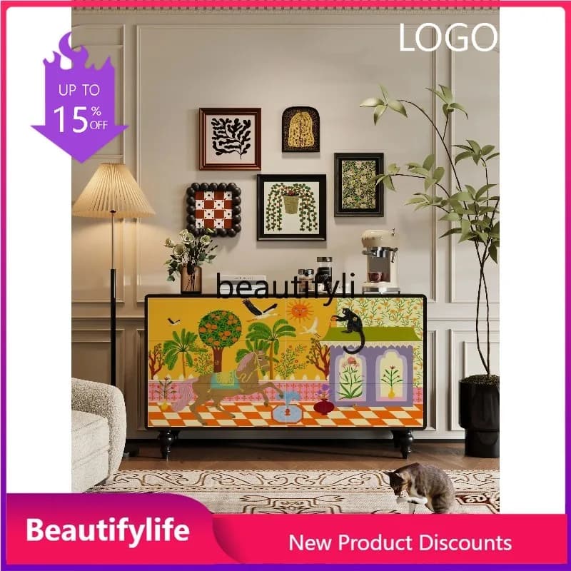PP  French six-chest cabinet solid wood living room locker bedroom bedside storage drawer decorative cabinet