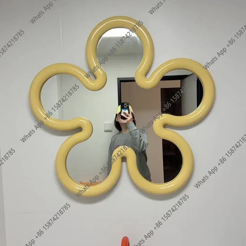 Xx French Simple Bathroom Mirror Special-shaped Flower Washstand Mirror With Lamp Defogging Smart Bathroom Mirror Ins Bathroom