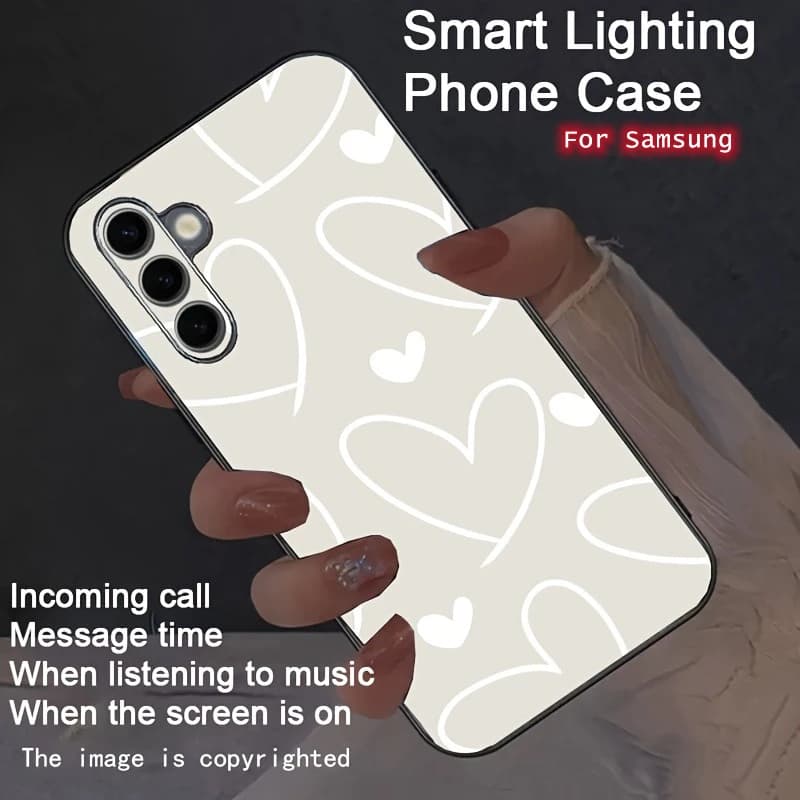Simple Romantic Love Colorful Voice-Activated Phone Case Luminous For Samsung S24 S25 FE S25 S23 S22 S26 Ultra Z fold 7 6 5 4