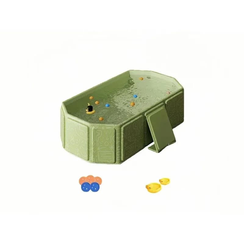 Foldable bathtub for kids and toddlers featuring a drain plug portable baby shower tub with integrated water toy set including