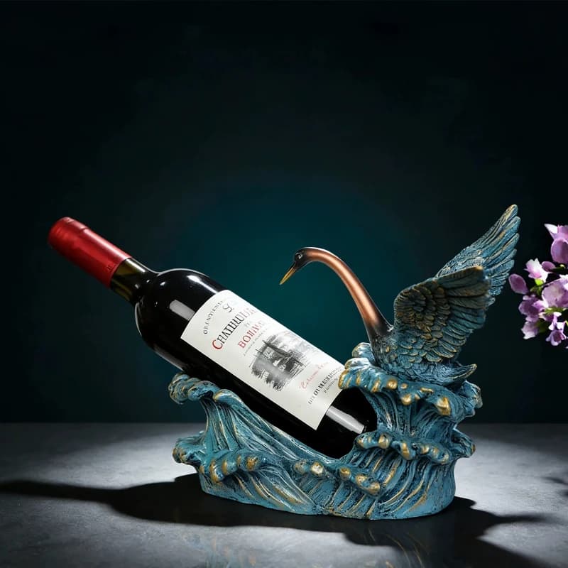 Modrn Art Home Decor Creative Wine Rack Luxury Living Room Dining Wine Cabinet Ornament Swan Figurine Wine Bottle Holder Gift