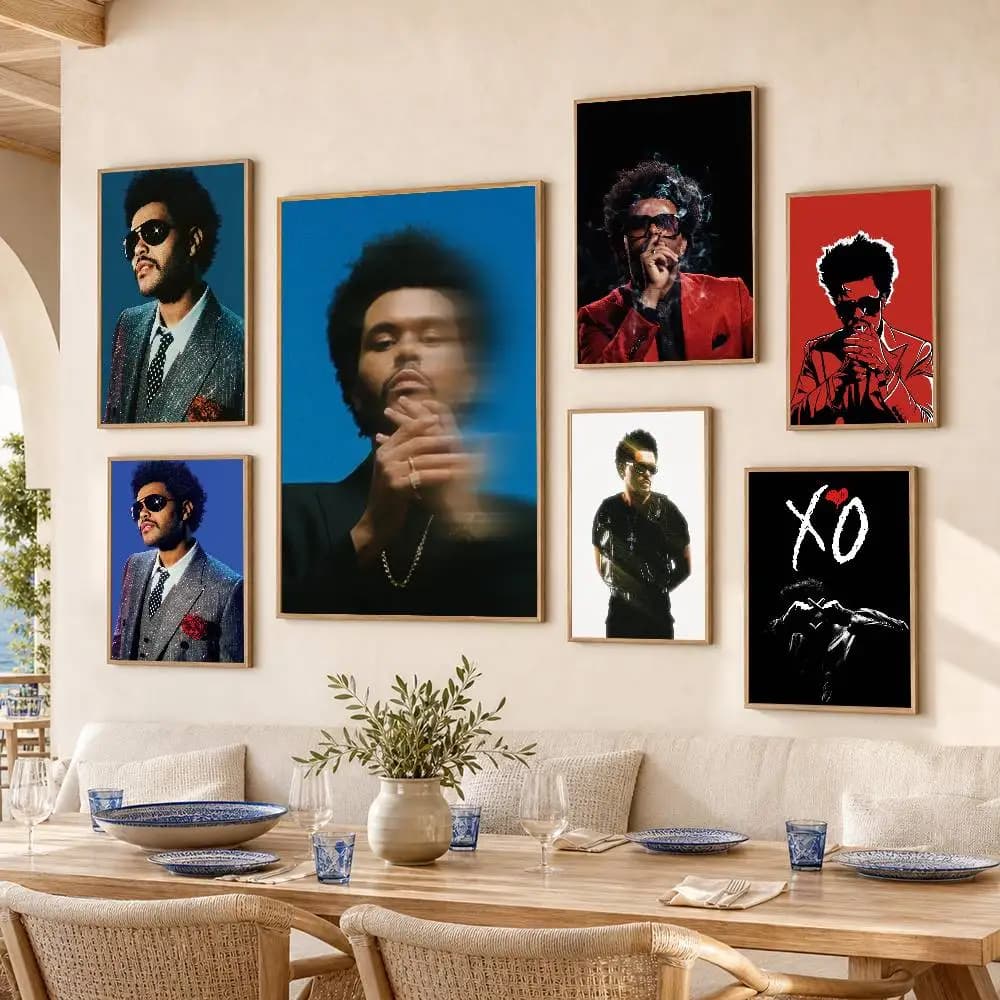 T-The Weeknd Waterproof Self-Adhesive Wall Poster for Bedroom Living Room Home Decor