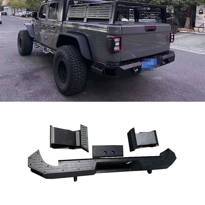 For Heavy Duty 4x4 Accessories Steel Off-road Textured Black Rear Bumper For Jeep Wrangler JT 2018+