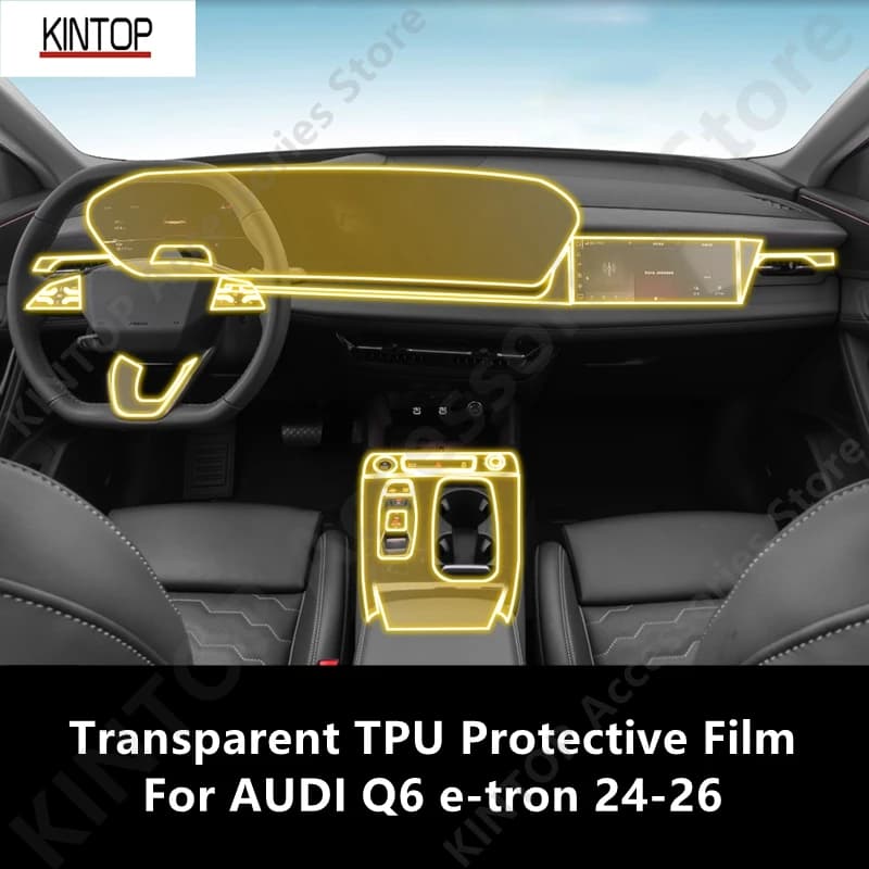 For AUDI Q6 E-tron 24-26 Car Interior Center Console Transparent TPU Protective Film Anti-scratch Repair Accessories Refit
