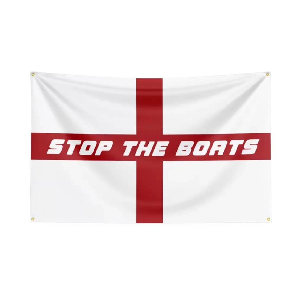 Stop The Boats Red Cross UK Britain England Flag 2x3ft 3x5ft Polyester Printing Protest Banner Garden Home Decor