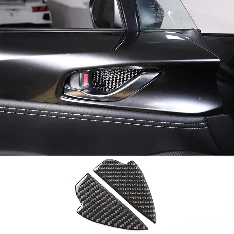 For Mazda MX-5 2016-2023 Car Interior Door Bowl Decorative Cover Sticker Soft Carbon Fiber Interior Accessories 2 Pcs