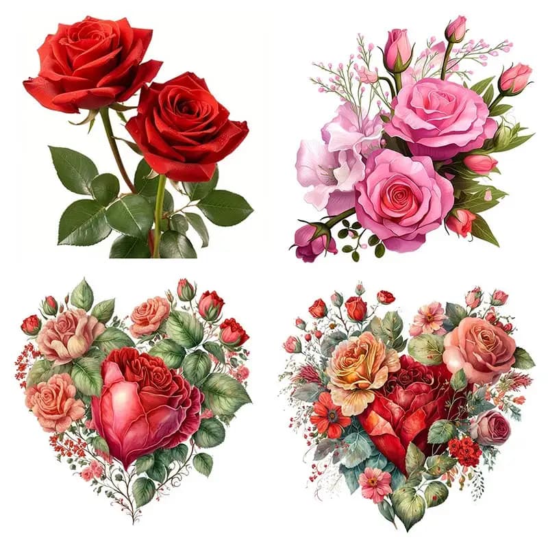 Red Rose Romantic Toilet Sticker Bathroom Toilet Decor Living Room Cabinet Refrigerator Home Decoration Decals  S258
