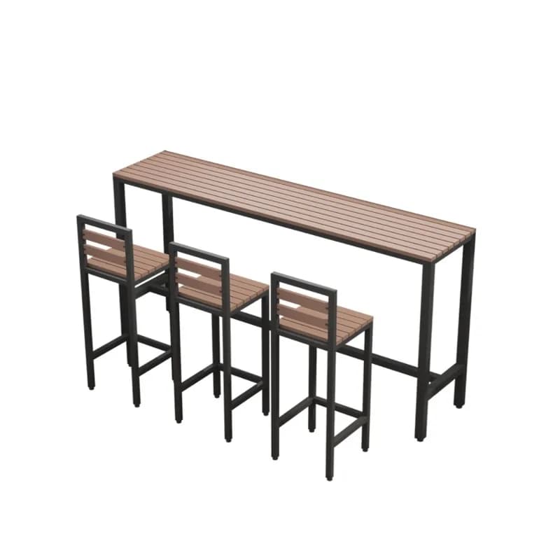 Open-air balcony against the wall Long table Outdoor anti-corrosion and sun protection High foot narrow table Black