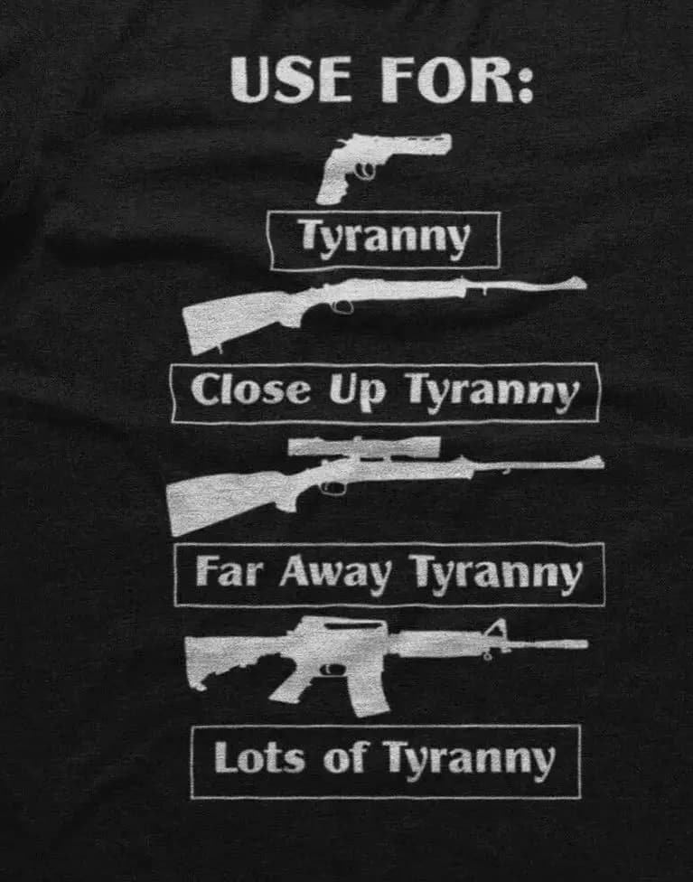 Funny  Guns Use for Tyranny T-Shirt 100% Cotton O-Neck Short Sleeve Summer Casual Mens T-shirt Streetwear