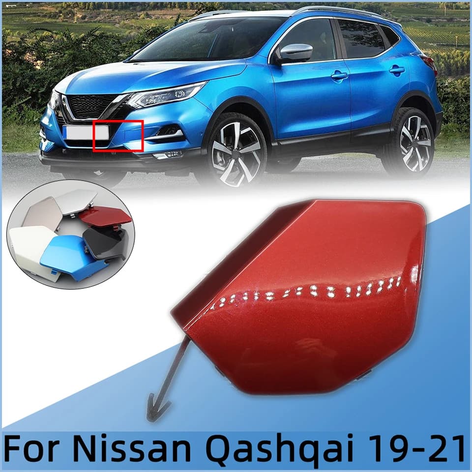 Car Front Bumper Tow Hook Eye Cover Lid For Nissan Qashqai 2019 2020 2021 Towing Hauling Trailer Cap Housing Shell Garnish Trim