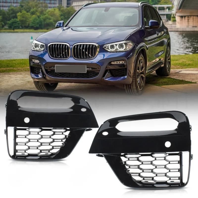 For BMW X3 G01 X4 G01 G02 G08 2018-2020 Exterior Cover (with Fog Lamp Hole) 1Pair Front Bumper Fog Light Grille Frame Trim