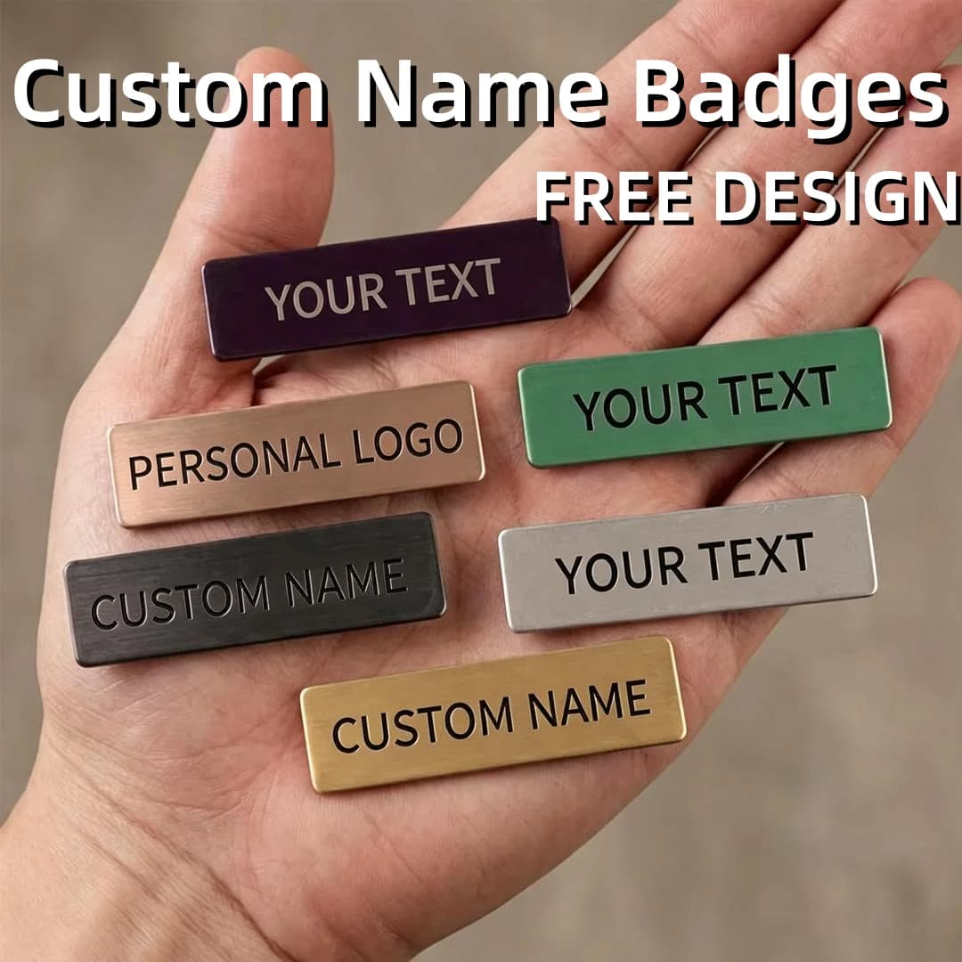 Metal Badge Manufacturer Custom Name Badges Personalized Magnetic Name Tags Zinc Alloy Multi Color Engraved Staff Logo Nametag