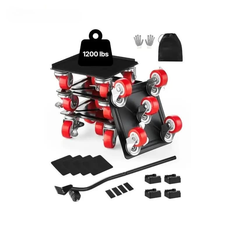 【Hot】 4PCS Furniture Dolly 1200Lbs/3474Lbs Fridge Movers with 5 360° Rotation Wheels&Lift Slider Tool Set for Appliances Sofa