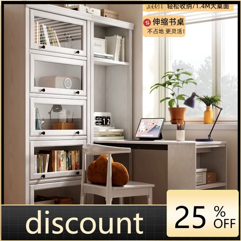 LH Folding Desk Bookcase Integrated Household Corner Corner Study Table Stretch Shelf
