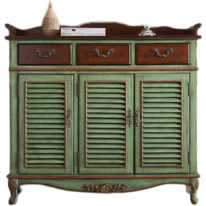 CX solid wood entry with drawers partition porch, locker small apartment retro green