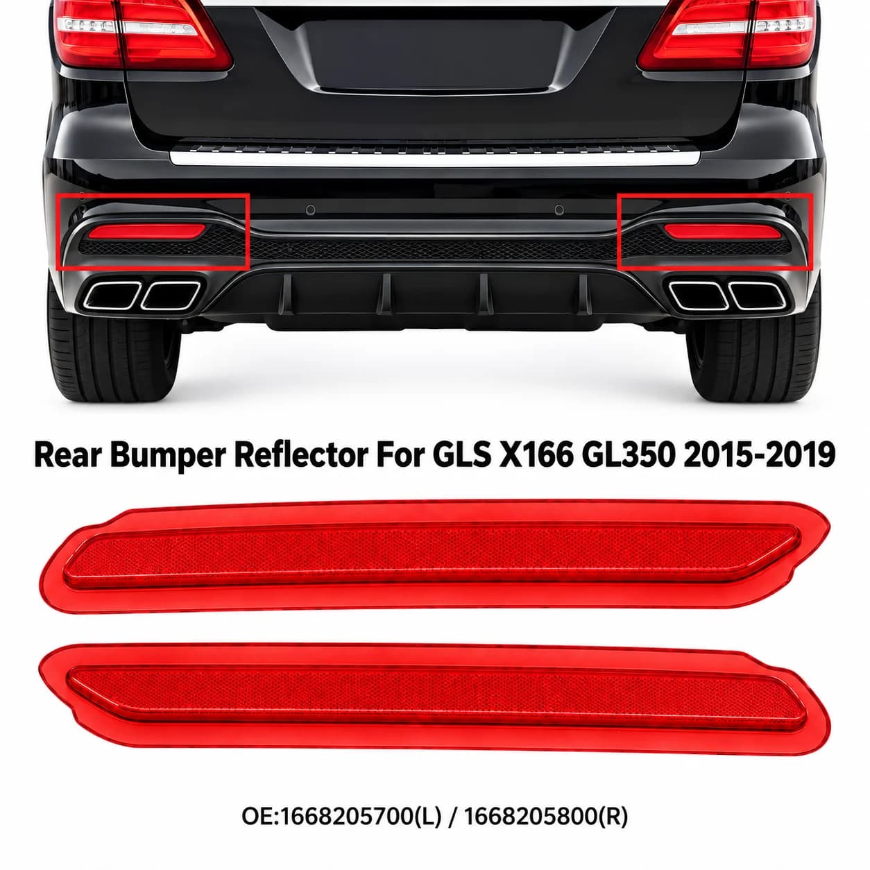 1 Pair Left Right Rear Bumper Reflector OEM 1668205700 1668205800 for Mercedes-Benz GLS Class X166 2015-2019
