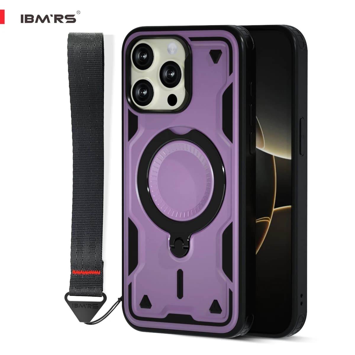 IBMRS for iPhone 12 Pro Magnetic Case with Stand & Lanyard,  Shockproof Cover, PC+TPU Hybrid Armor