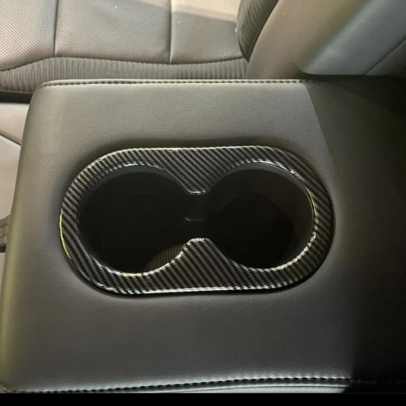 ABS Carbon Fiber Central Control Armrest Box Water Cup Holder Interior Accessories For Ford F150 F-150 Raptor 2021-2023