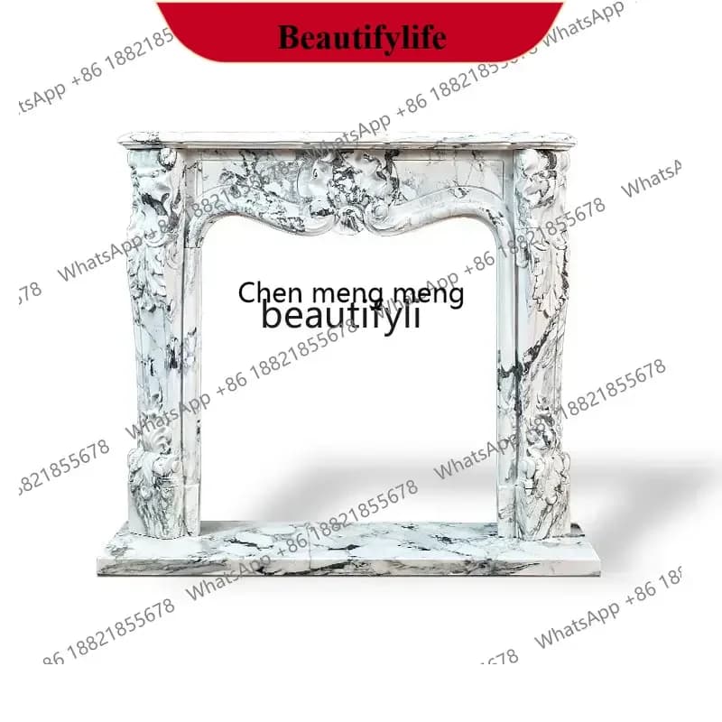 D178 Y zq American Retro Stone Carving Marble Mantelshelf Interior Living Room Simple Background TV Cabinet Decoration