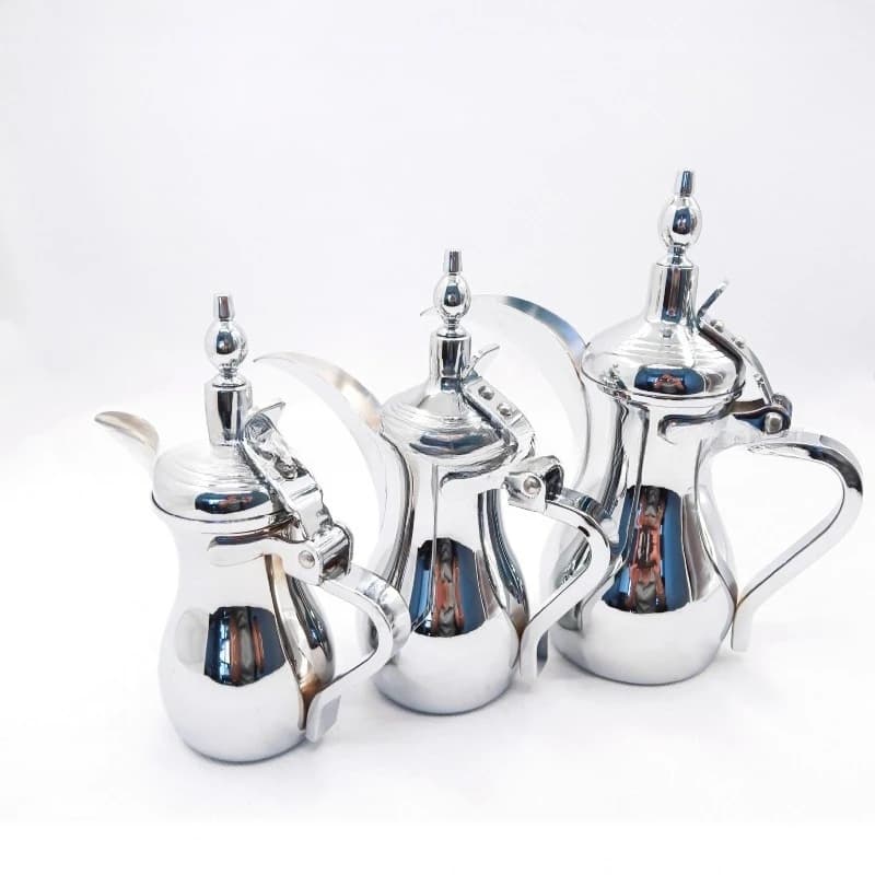 Stainless Steel Middle Eastern Pot Arabic Coffee Pot Warm Kettle Teapot Court Pot Golden Silver