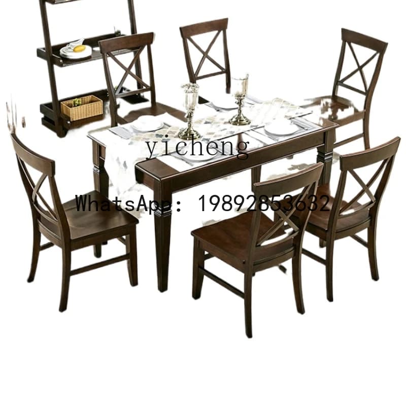 LYY  Vintage Dining Table Modern Minimalist Solid Wood Dining Table Home Cherrywood Dining Table Combination