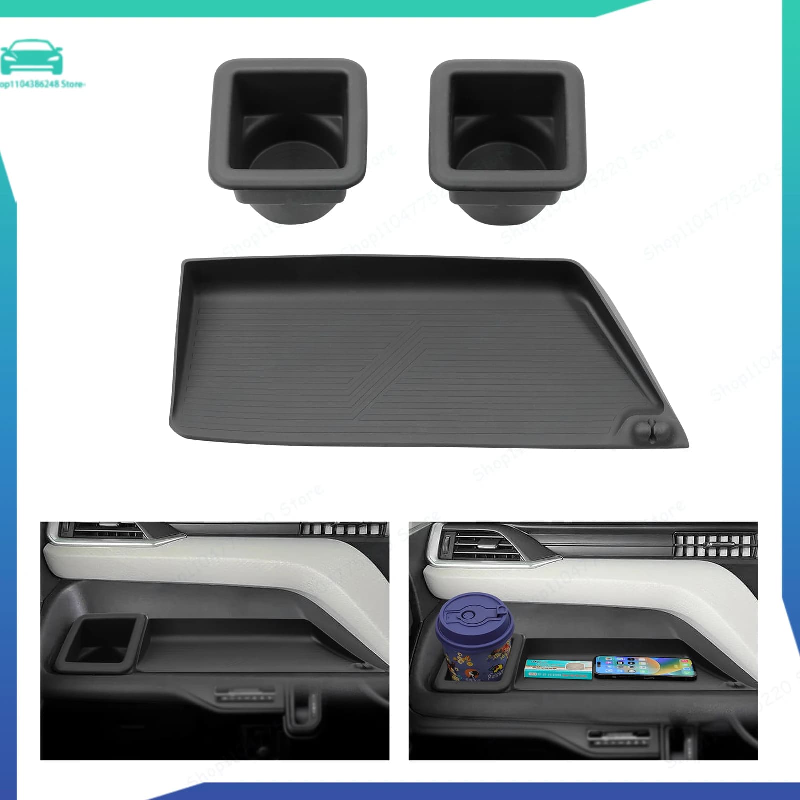 For Suzuki SOLIO/SOLIO BANDIT 2021-2025 Car Water Cup Holder Anti-Slip Pad Instrument Panel Storage Traying Black