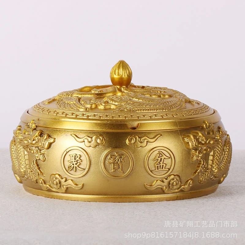 -made embossed dragon and phoenix , brass ashtray, home decoration item