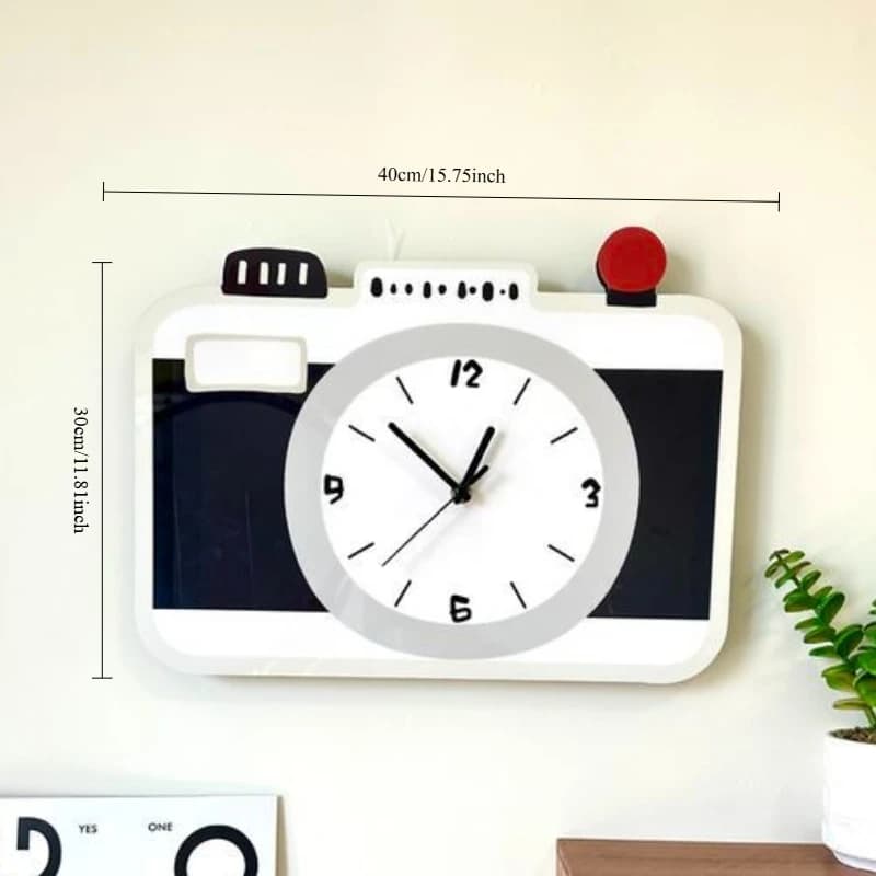 Cartoon Creative Retro Camera Decorationwall Clock Living Room Photography Shop Selfie Studio, Silent Clock Decorative Painting