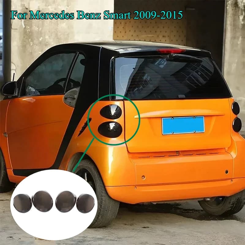 For Mercedes Benz Smart 2009-2015  Car Rear Taillight Turn Signal Lamp Decoration ABS Blackened Cover Protective Car Accessories