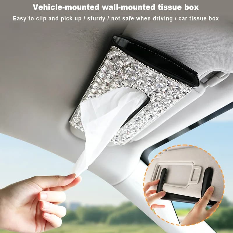 Luxury Tissue Box Napkin Holder Car Diamond Tissue Pumping Paper Box Toilet Paper Towel Storage Box Home Decor Auto Accessories