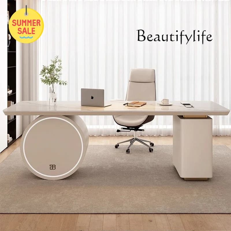 BbItalian Minimalist Rock Slab Desk Designer Computer Desk Boss Desk Business Consultation Table