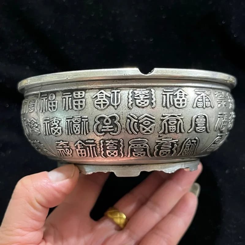 Antique Bronze "Fu" Character Basin Home Decorative Craft Ornament