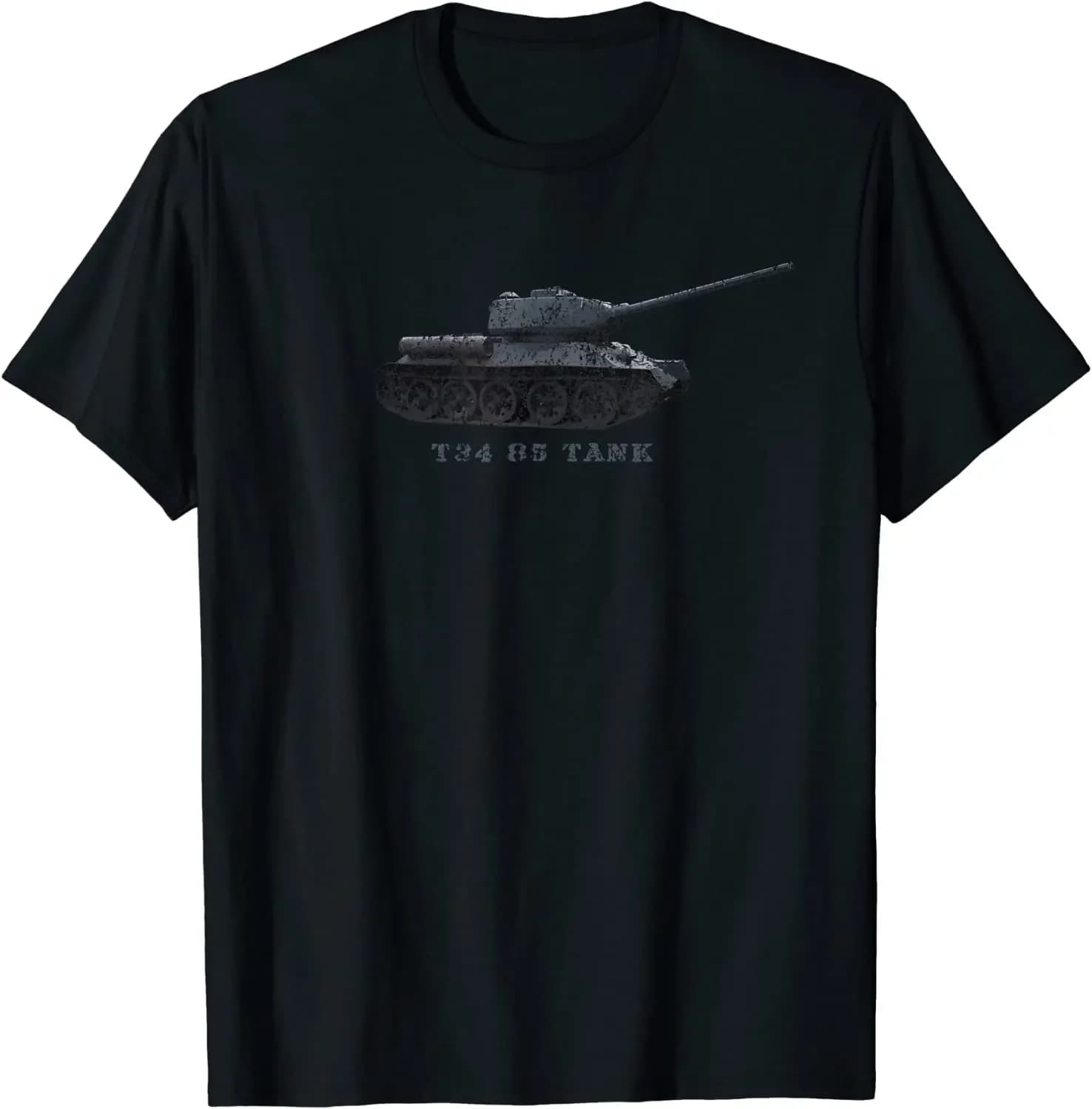 T34 85 Russian Tank  Illustration Men T-Shirt Short Sleeve Casual 100% Cotton O-Neck Summer Harajuku TShirt