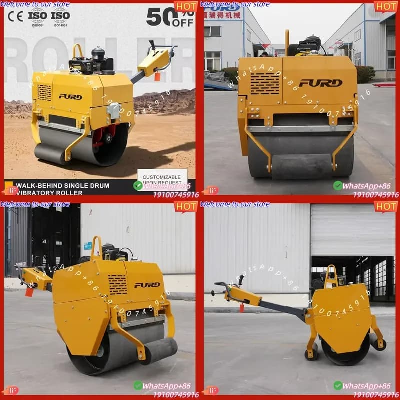CE Certificate 0.5 Ton Single Drum Vibratory Roller Mini Road Roller Asphalt Rollers Engine Pump Motor