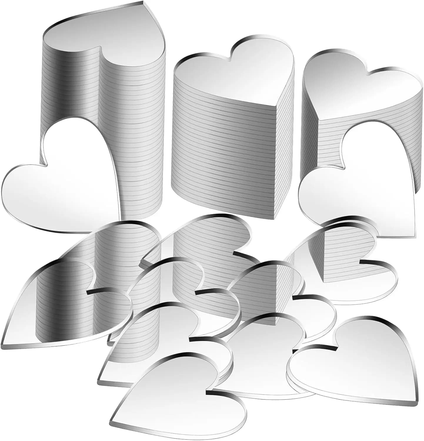 100 Pcs Heart Shaped Mirror Tiles, Tiny Mirrors for Crafts, DIY Mosaic Small Circle Mini Mirror Tiles for Arts and Crafts Projec