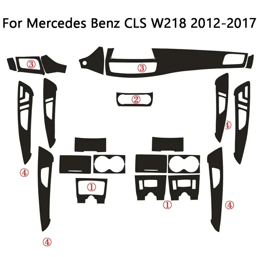 For Mercedes Benz CLS W218 2012-2017 Interior Central Control Panel 3D 5D Carbon Fiber Stickers Decals Car Styling Accessorie