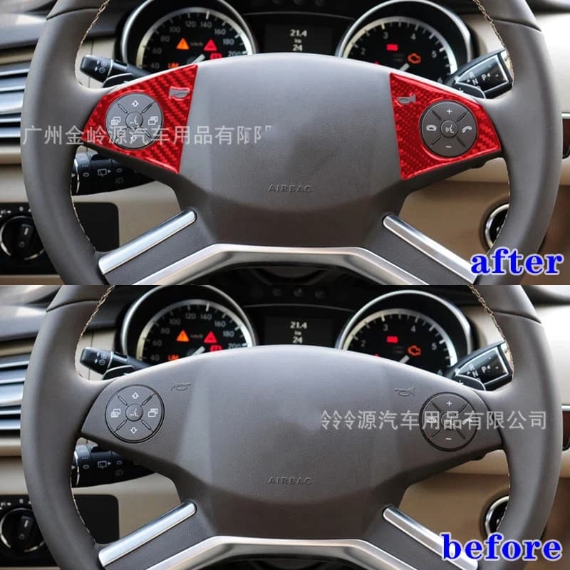 Suitable for 2009-12 Mercedes-Benz R-Class car interior modification carbon fiber steering wheel control decorative sticker