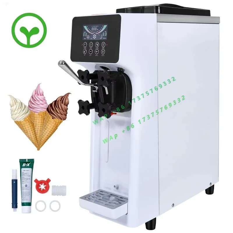 【Premium】SucceBuy Commercial Ice Cream hineSingle Flavor Counter Soft Serve Ice Cream Maker Touch Screen Auto Clean Pre-coolin