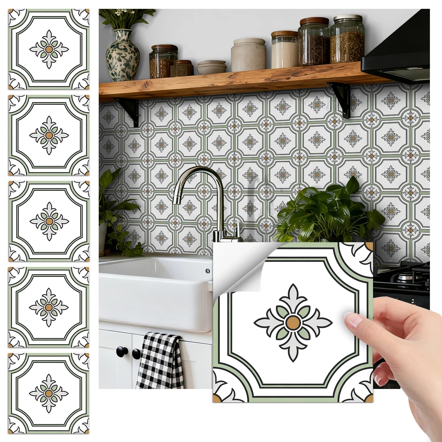 Stickers muraux bohème tuiles autocollantes décoration murale, cuisine, résistant à l'usure, décoration intérieure 36 pièces
