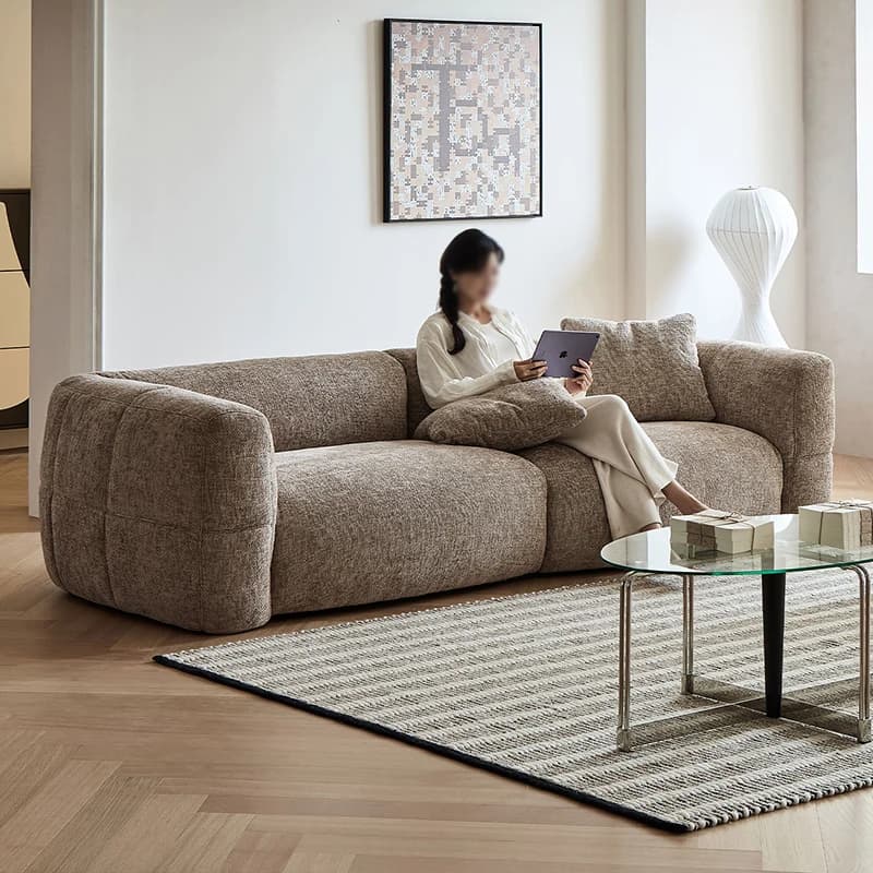 #Ducini Modern Sectional Sofa Mid-Century French Cream Style Large White Fabric Straight Sponge Flat Design For Living Room Vill