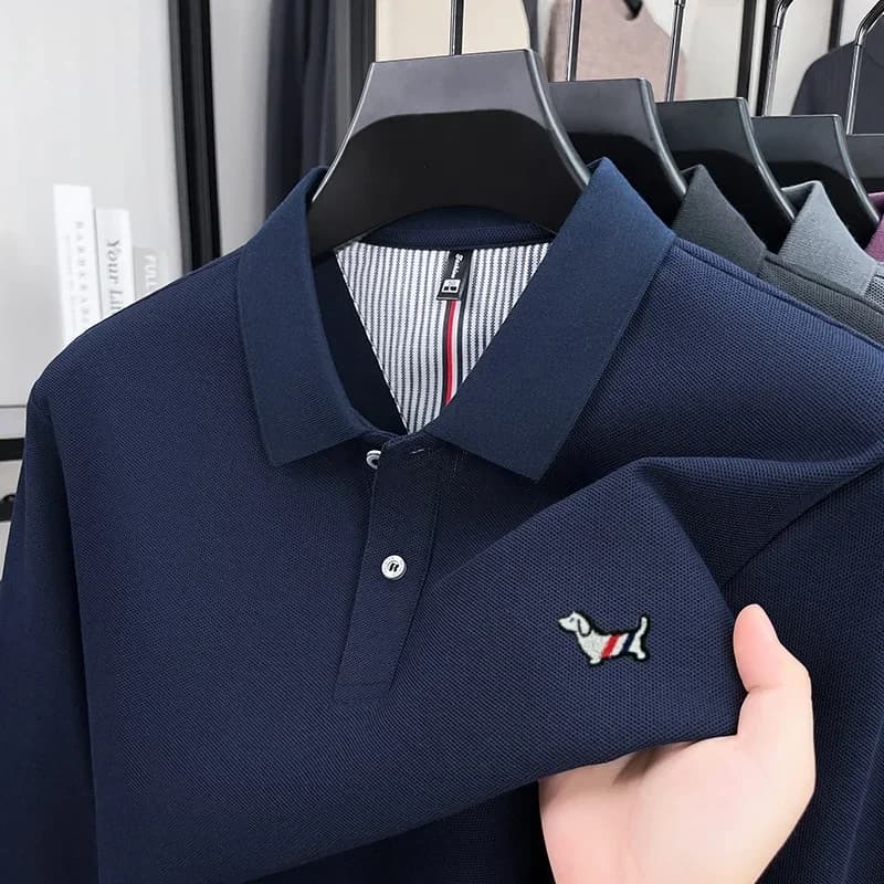 2026 Men's Long Sleeve 100% Cotton High-End Luxury Brand Polo Shirt Original Letter Embroidery Design Golf Top T-Shirt