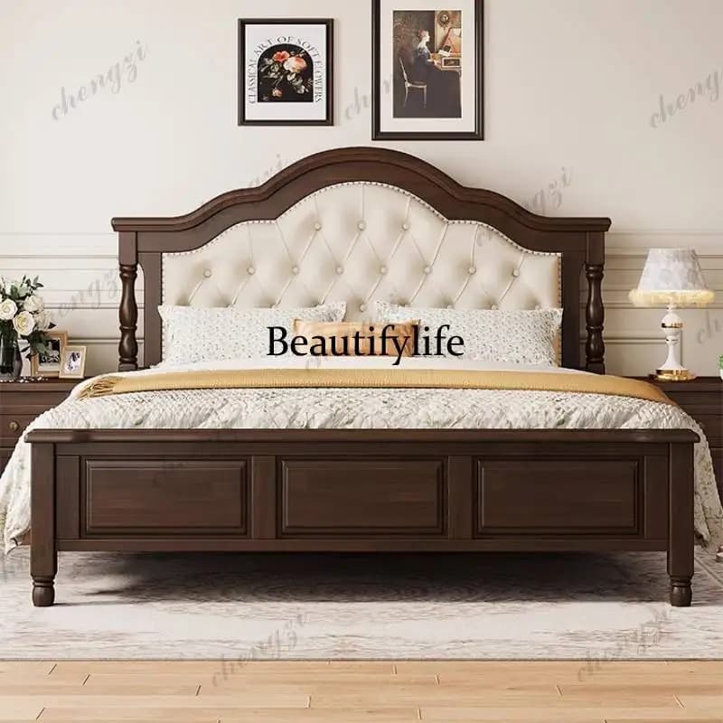 European Large Double Bed Soft Designs Elegant Wooden Japanese Double Bed Luxury Storage Modern Cama Matrimonial Furniture