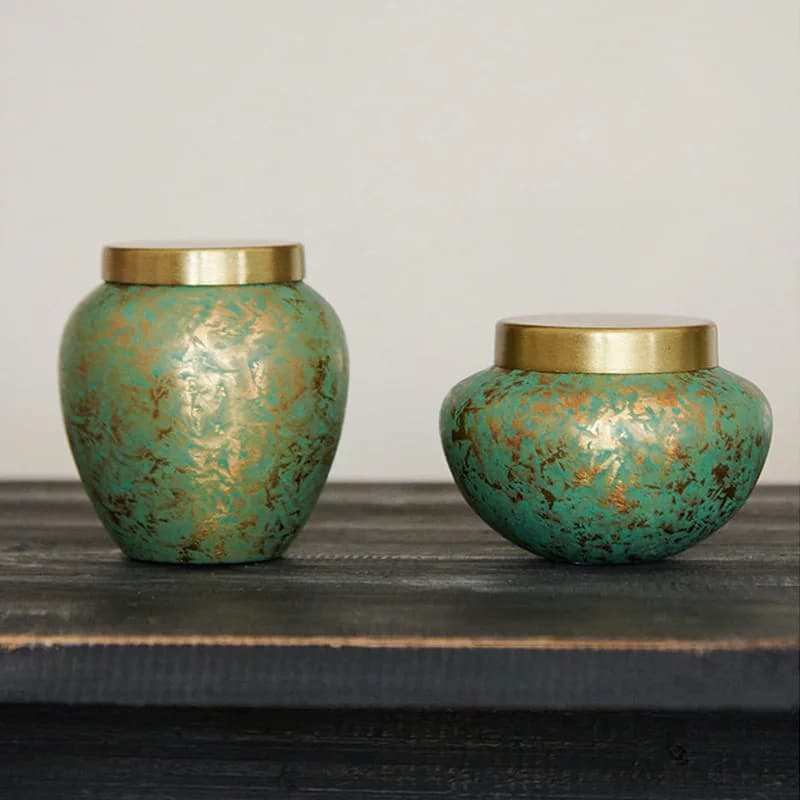 New Chinese retro metal tea can, hotel tea room restaurant storage tank aluminum sealed storage ornament