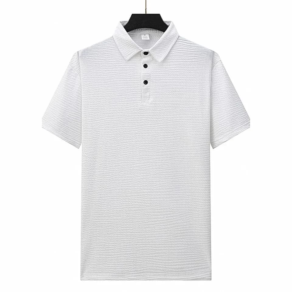 American and European Style 2025 Summer New Fashion Men's Casual Trendy Solid Color Loose Turn-down Collar Short Sleeve T-shirts