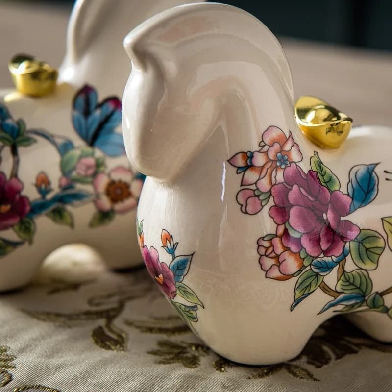 A Pair of Ceramic Horse Tang Style Horse Statues, Exquisite Artworks, Home Decoration Art Gifts
