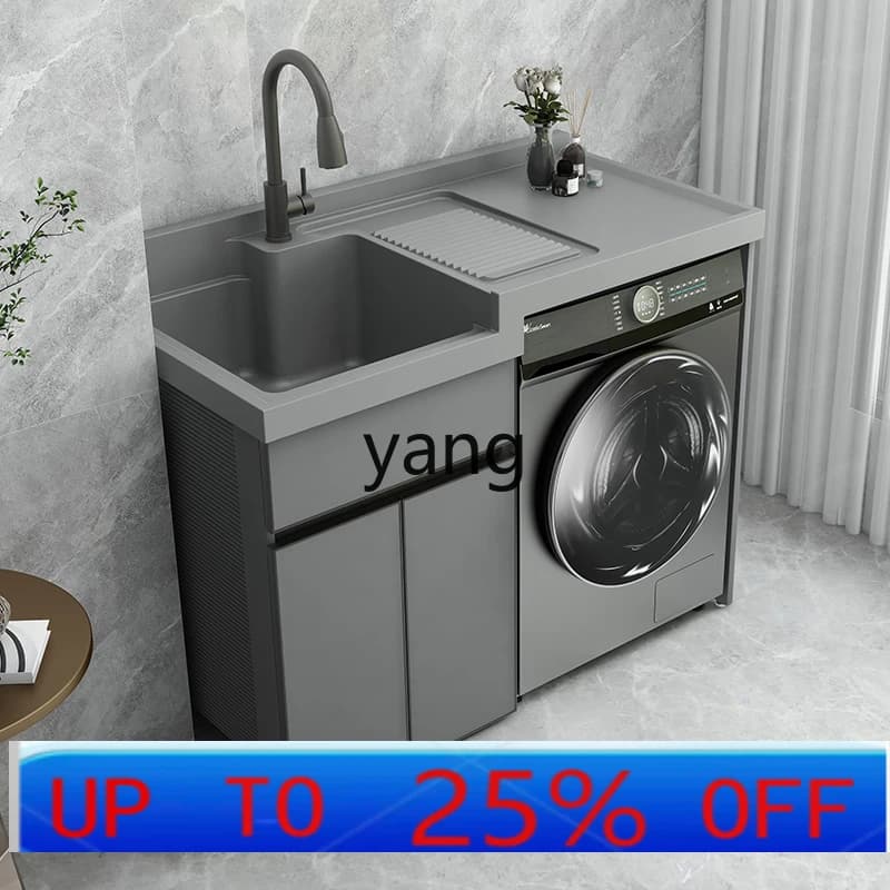 LH  balcony washing machine cabinet laundry sink pool table with rubbing board integrated high and low basin significant other